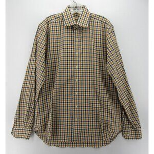 Paul Stuart Shirt 16 Button Up Gingham Plaid Slim Fit Preppy Cotton